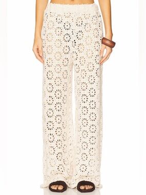 Lovers and Friends Revolve Claire Crochet Wide Leg Beach Pants in Cream Size XS